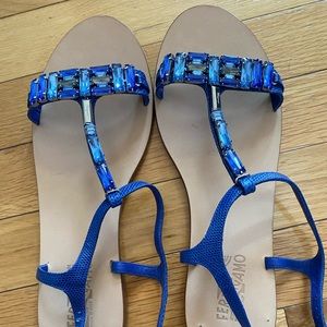 Salvatore Ferragamo Blue Crystal Sandals